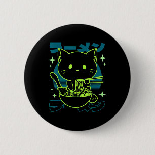 Bóton Redondo 5.08cm Anime Ramen Cat. Noodles Retro Japoneses Aestético