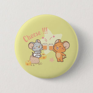 Bóton Redondo 5.08cm Anime Tuffy e Jerry Cheers para Queijo
