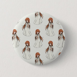 Bóton Redondo 5.08cm Anime Weeb Girl Manga Pattern Design