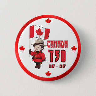 Bóton Redondo 5.08cm Aniversário de 150 Anos no Canadá