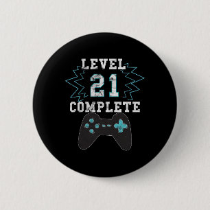 Bóton Redondo 5.08cm aniversário de 21 anos Video Game Humor Tee Funny