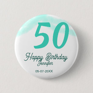 Bóton Redondo 5.08cm aniversário de 50 anos adicionar nome data ano ver