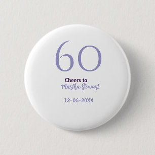 Bóton Redondo 5.08cm aniversário de 60 anos fabuloso roxo nome data est