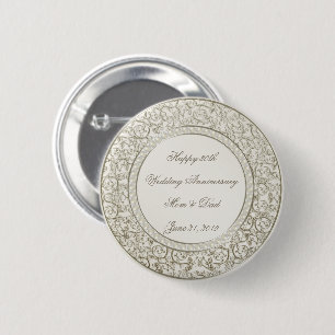 Bóton Redondo 5.08cm Aniversário de casamento da pérola elegante 30o