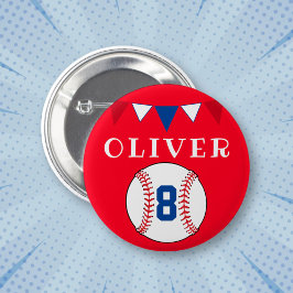Bóton Redondo 5.08cm Aniversário de criança de Bandeiras de Bola Vermel
