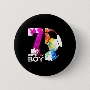 Bóton Redondo 5.08cm Aniversário de menino de 7 anos Futebol 7º Anivers