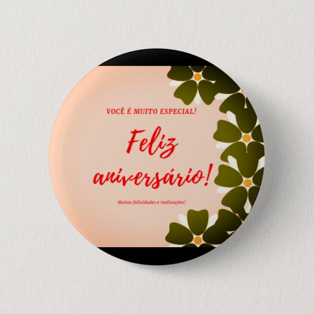 Bóton Redondo 5.08cm Aniversario do feliz de Botão Redondo (Frente)
