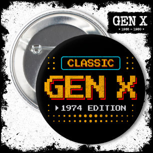 Bóton Redondo 5.08cm Aniversário do game retrô clássico Gen X 1974