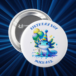 Bóton Redondo 5.08cm Aniversário do Menino do Eixo Azul e Verde