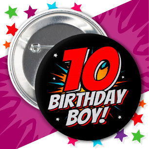Bóton Redondo 5.08cm Aniversário do Super Herói de 10 Anos Aniversário