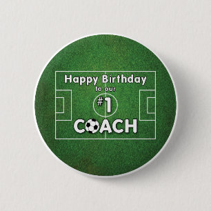 Bóton Redondo 5.08cm Aniversário do treinador do futebol com campo e