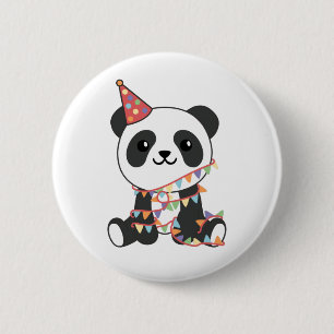 Bóton Redondo 5.08cm Aniversário Panda Para Crianças Um Botão De Aniver