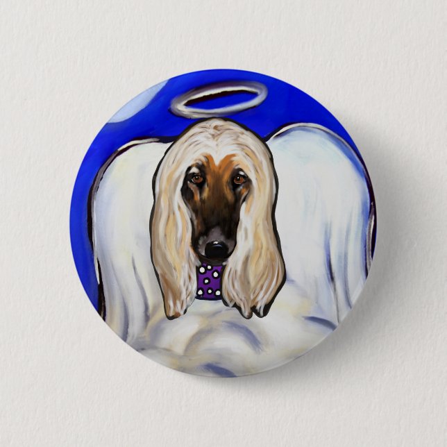 Bóton Redondo 5.08cm Anjo Afghan Hound (Frente)