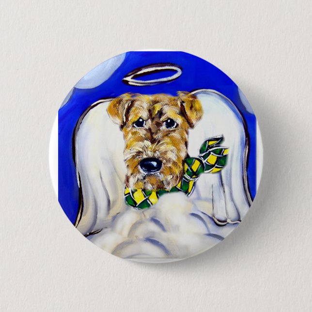 Bóton Redondo 5.08cm Anjo Airedale Terrier (Frente)