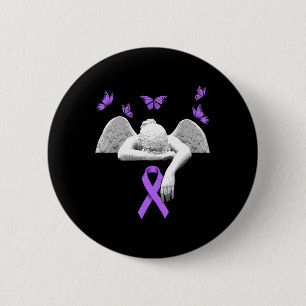 Bóton Redondo 5.08cm Anjo da Conscientização Borboleta Laço Roxo