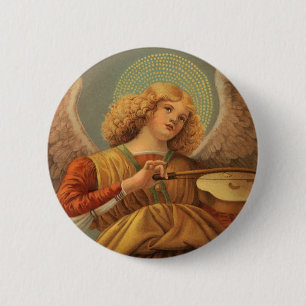 Bóton Redondo 5.08cm Anjo da Renascença Tocando Violin Melozzo da Forl