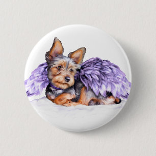 Bóton Redondo 5.08cm Anjo de Yorkie do yorkshire terrier