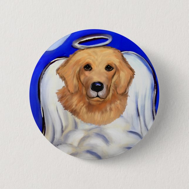 Bóton Redondo 5.08cm Anjo Golden Retriever (Frente)
