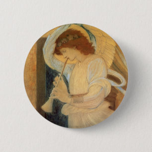 Bóton Redondo 5.08cm Anjo que joga o Flageolet por Burne Jones