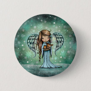 Bóton Redondo 5.08cm Anjo segurando arte ilustrada de cervo