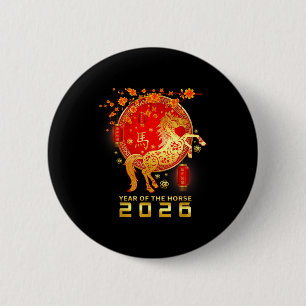 Bóton Redondo 5.08cm Ano Novo Chinês 2026 Ano do Cavalo Ano Novo Lunar