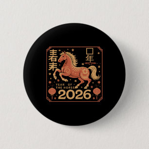 Bóton Redondo 5.08cm Ano Novo Chinês 2026 Ano Do Horse 2026 Lunar