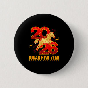 Bóton Redondo 5.08cm Ano Novo Chinês 2026 Design do Cavalo