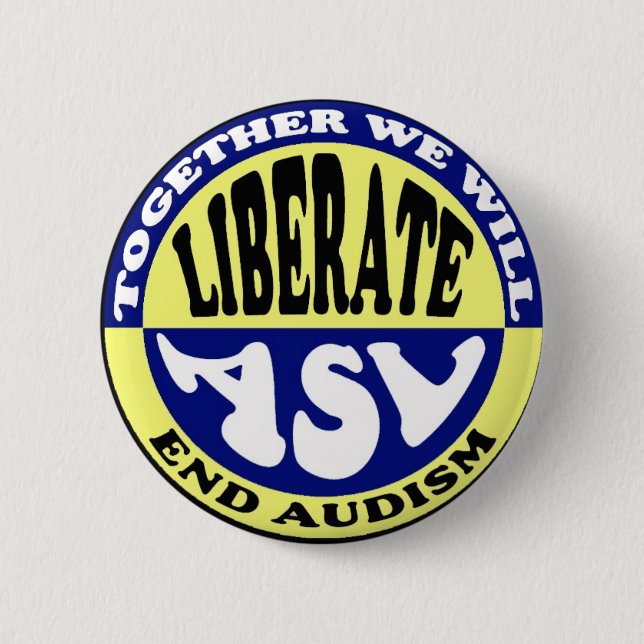 Bóton Redondo 5.08cm Anti-Audism botão (Frente)