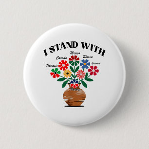 Bóton Redondo 5.08cm Anti Trump I Stand With Canada Mexico Groelândia U