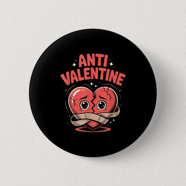 Bóton Redondo 5.08cm Anti Valentine Broken Heart Cute Bandaged Heart  (Frente)