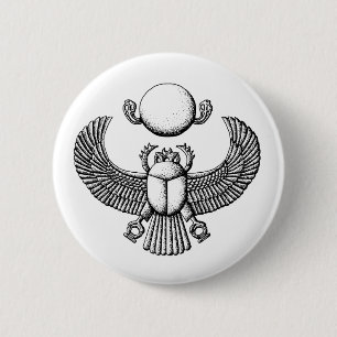Bóton Redondo 5.08cm Antigo Egípcio Scarab Negro e Branco