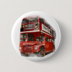 Bóton Redondo 5.08cm Antigo Red London Bus
