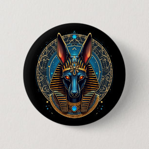 Bóton Redondo 5.08cm Antiguidade egípcia Deus Anubis, mitologia egípcia