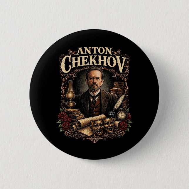 Bóton Redondo 5.08cm Anton Tchekhov (Frente)