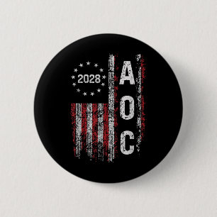 Bóton Redondo 5.08cm Aoc Alexandria Ocasio Cortez 2028 Para O President