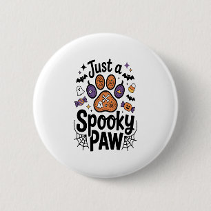 Bóton Redondo 5.08cm Apenas Uma PNG De Pata Spooky, Cachorro Halloween