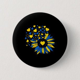 Bóton Redondo 5.08cm Apoiar Ucrânia Girassol Bandeira Ucraniana Coração