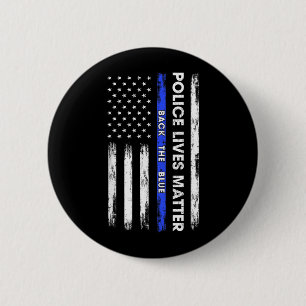 Bóton Redondo 5.08cm Apoie O Azul Linha Azul EUA Bandeira Vidas Policia