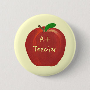 Bóton Redondo 5.08cm Apple vermelho que pinta, A+ Pino do professor em