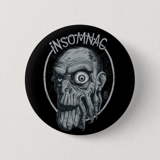 Bóton Redondo 5.08cm Apresentando Olhos Esticados e Alunos Grandes (Frente)