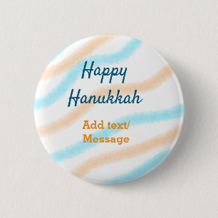 Bóton Redondo 5.08cm Aqua laranja feliz Hanukkah adiciona mensagem de t