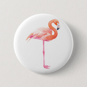 Bóton Redondo 5.08cm Aquarela Flamingo