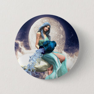 Bóton Redondo 5.08cm Aquário - Mulher Despejando Água de Um Jug