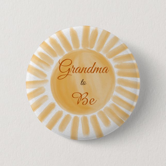 Bóton Redondo 5.08cm Aqui Vem Filho Chá de fraldas Amarelo-Sol Vovó (Frente)