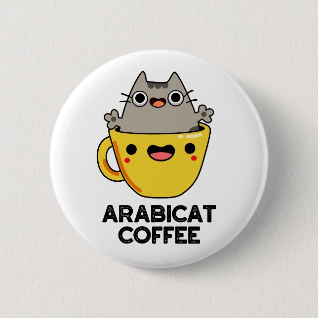 Bóton Redondo 5.08cm Arabicat Café Engraçado Arabica Cat Pun (Frente)
