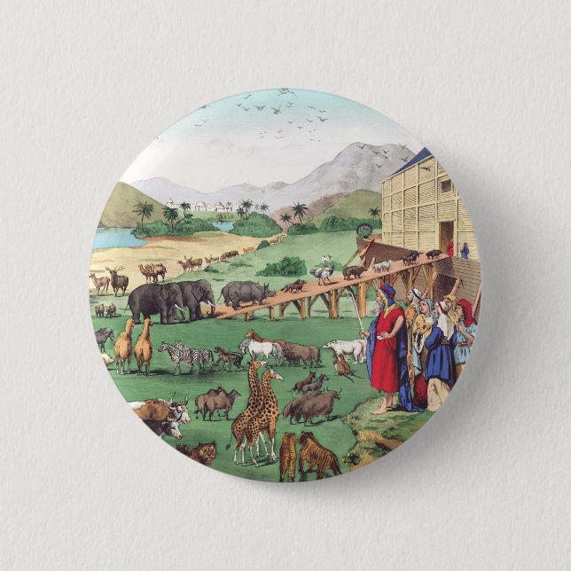 Bóton Redondo 5.08cm Arca de Noé com animais (Frente)