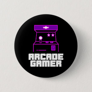 Bóton Redondo 5.08cm Arcade Gamer - Gabinete vertical com estilo roxo