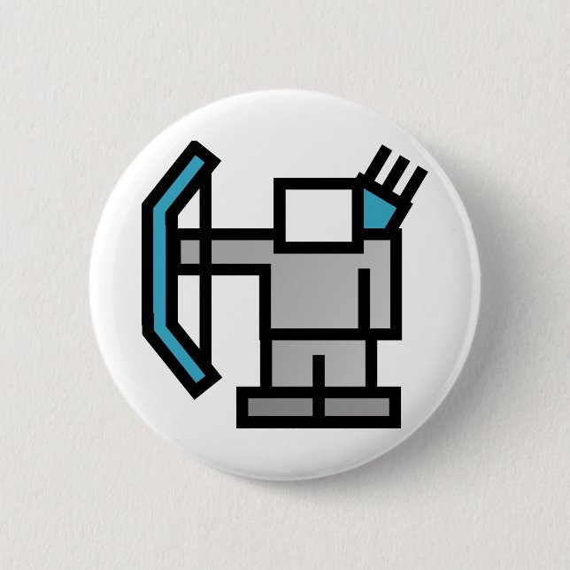 Bóton Redondo 5.08cm Archer em Azul (Frente)