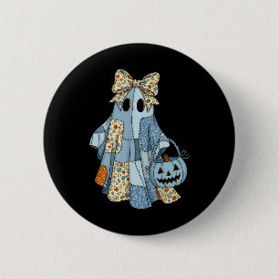 Bóton Redondo 5.08cm Arco de Coquetes de Patchwork Ghost Cute Halloween