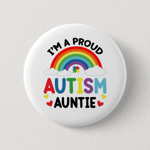 Bóton Redondo 5.08cm Arco-íris Eu Sou Uma Tia Orgulhosa do Autismo Cons